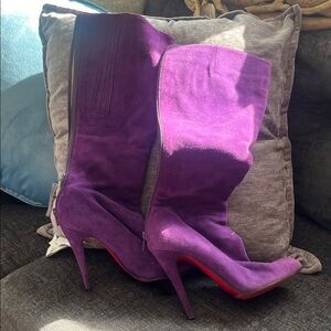 Christian Louboutin Suede Vibrant Purple Heeled Boots